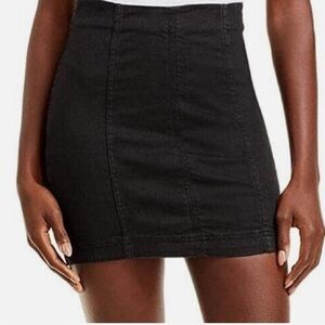 Free People Black Denim Miniskirt